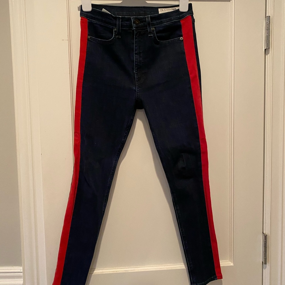 Rag & bone jean with red stripe
